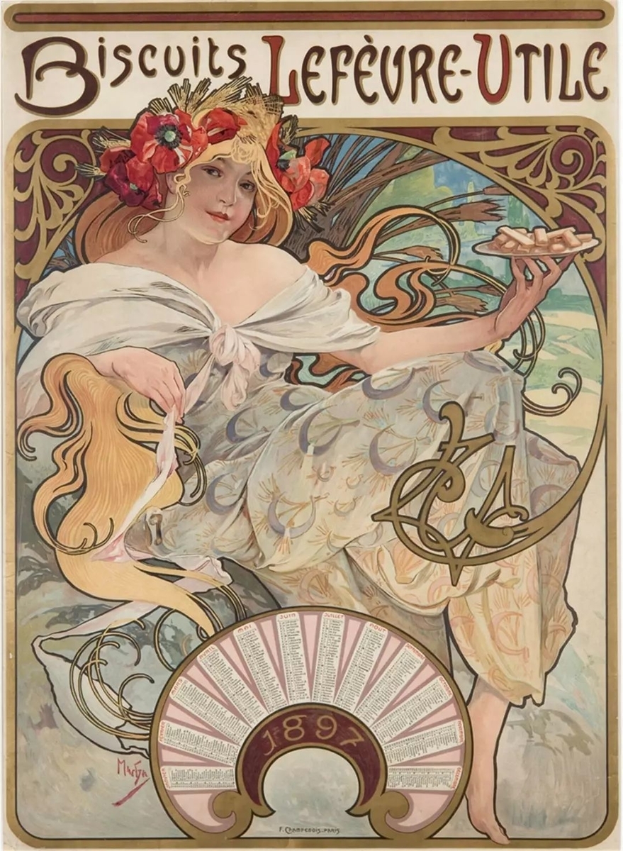 作品名：『ルフェーヴル・ユティル』ビスケット社：1897年用プロモーション・カレンダー 英　題：Biscults 'Lefèvre-Utile': poster-calendar for 1897