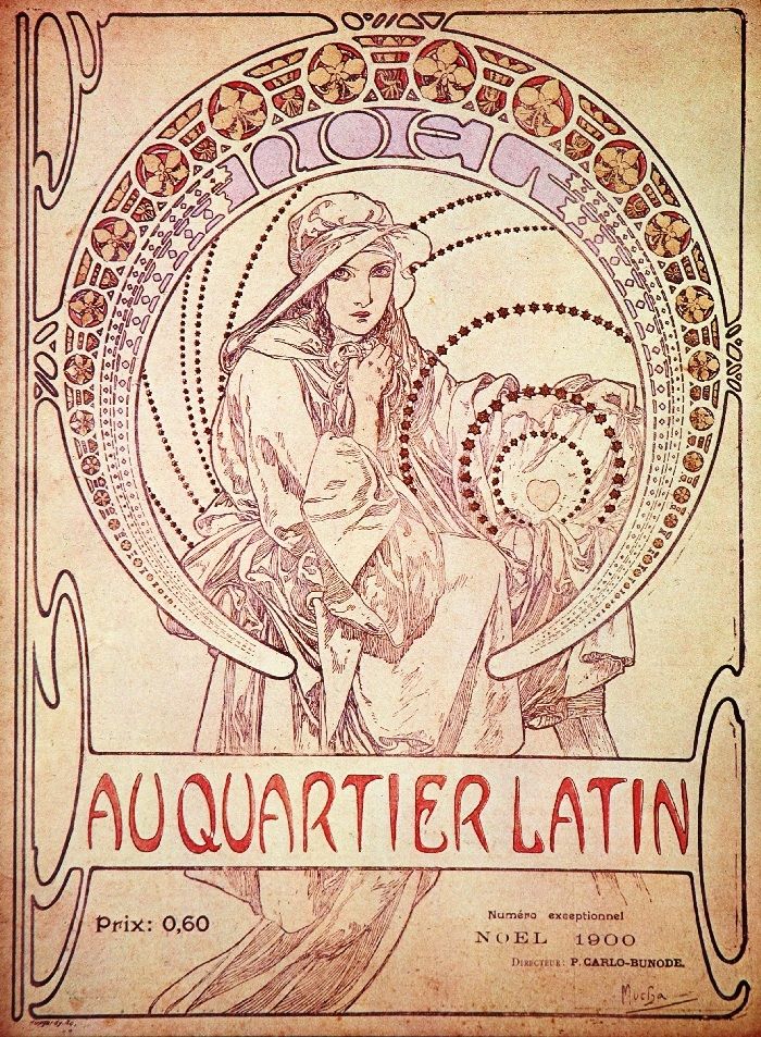 作品名：『オー・カルティエ・ラタン』誌・表紙 英　題：Au Quartier Latin cover (Christmas 1900, published by Strauss, Paris)